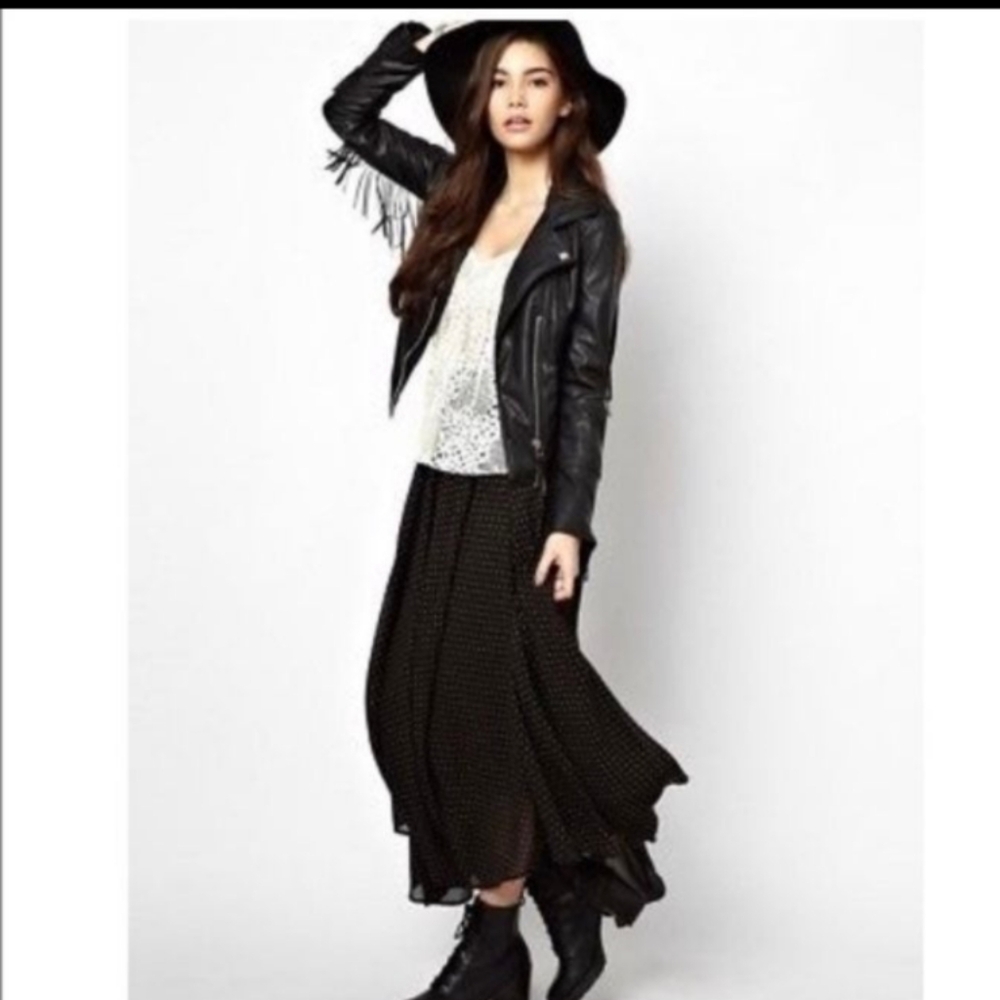 Free People Lovely Lady Polka Dot Handkerchief Hem Maxi Skirt